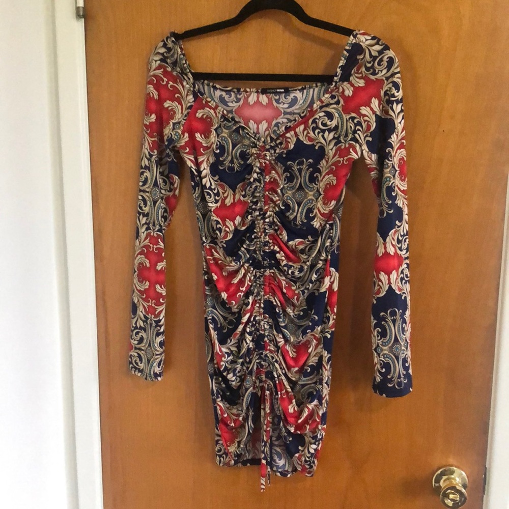 Fashion nova long sleeve off the shoulder dress multi color